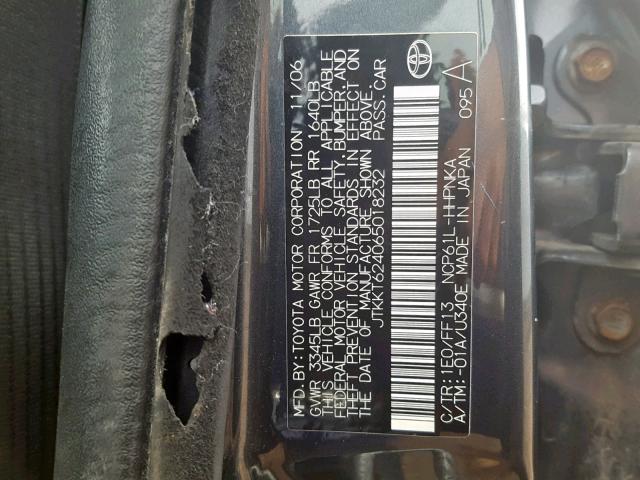 JTKKT624065018232 - 2006 TOYOTA SCION XA GRAY photo 10