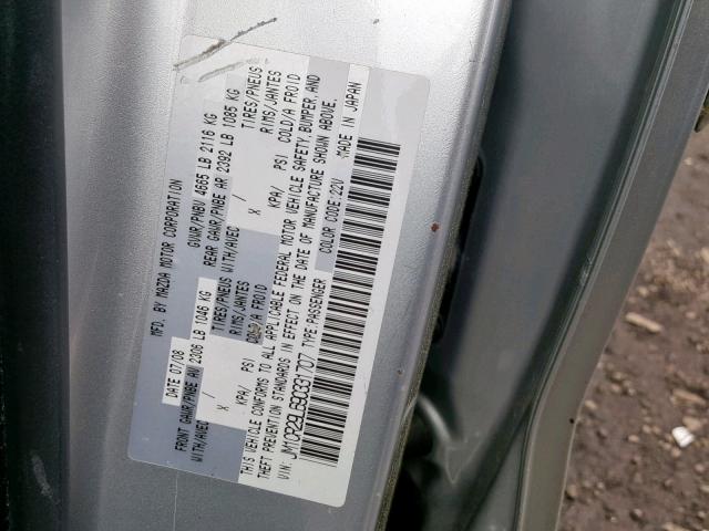 JM1CR29L690331707 - 2009 MAZDA 5 SILVER photo 10