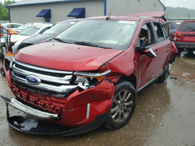 2FMDK3JCXEBB81325 - 2014 FORD EDGE SEL RED photo 2