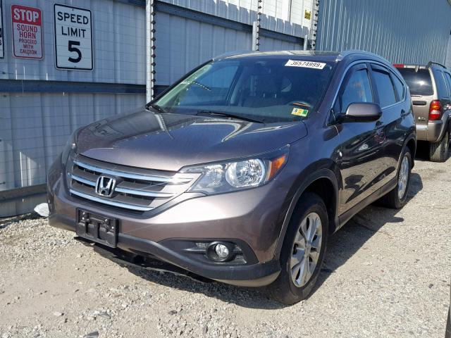 5J6RM4H7XDL080054 - 2013 HONDA CR-V EXL GRAY photo 2