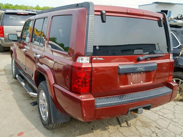 1J8HG48P97C654293 - 2007 JEEP COMMANDER BURGUNDY photo 3