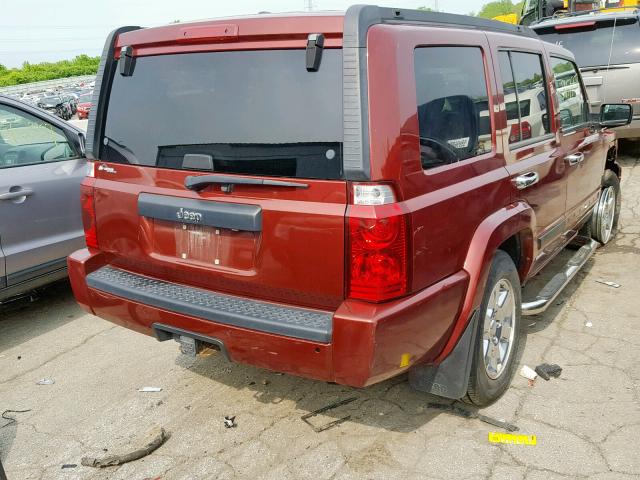 1J8HG48P97C654293 - 2007 JEEP COMMANDER BURGUNDY photo 4