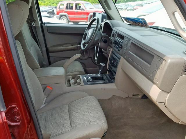 1J8HG48P97C654293 - 2007 JEEP COMMANDER BURGUNDY photo 5