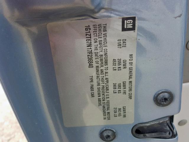 1G1ZT67N17F236840 - 2007 CHEVROLET MALIBU MAX 银色 照片 10