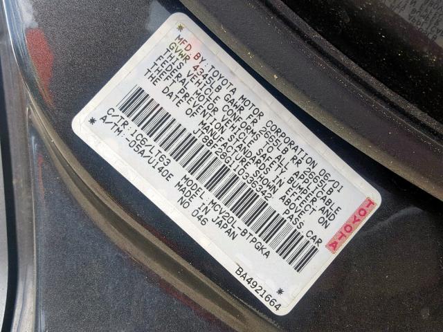 JT8BF28G110336342 - 2001 LEXUS ES 300 GRAY photo 10