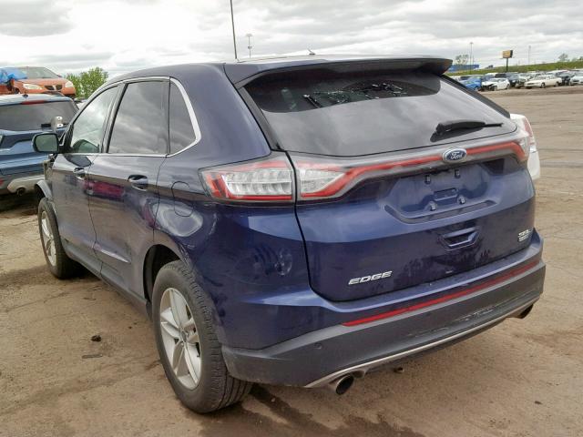 2FMPK4J95GBC41358 - 2016 FORD EDGE SEL BLUE photo 3