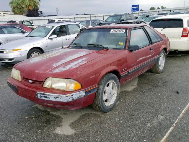 1FABP41E7JF300502 - 1988 FORD MUSTANG LX RED photo 2