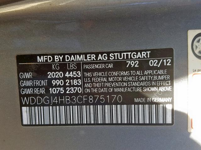 WDDGJ4HB3CF875170 - 2012 MERCEDES-BENZ C 250 SILVER photo 10