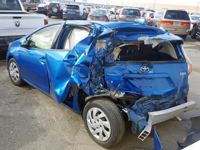 JTDKDTB36F1101276 - 2015 TOYOTA PRIUS C BLUE photo 3