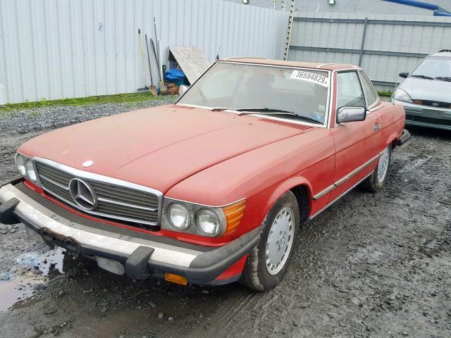 WDBBA48D6GA045628 - 1986 MERCEDES-BENZ 560 SL RED photo 2