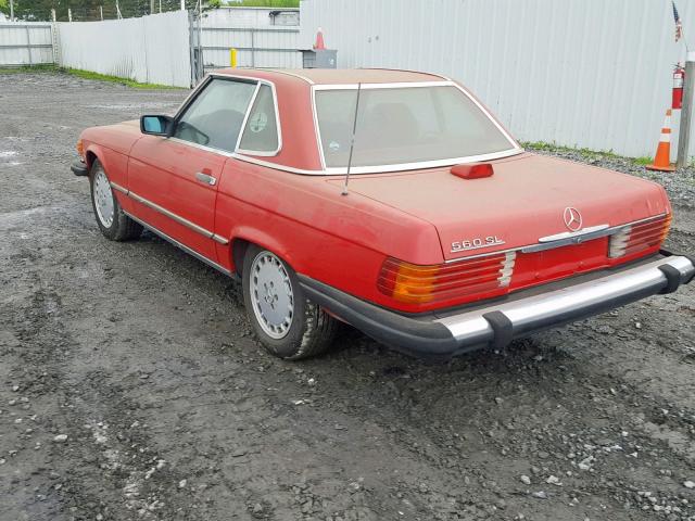 WDBBA48D6GA045628 - 1986 MERCEDES-BENZ 560 SL RED photo 3