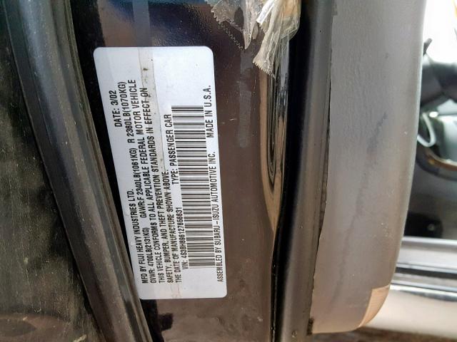 4S3BH896127656631 - 2002 SUBARU LEGACY OUT BLACK photo 10