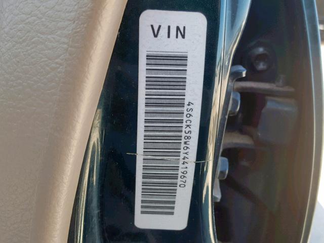 4S6CK58W6Y4419670 - 2000 HONDA PASSPORT E 绿色 照片 10