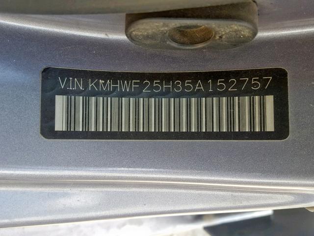 KMHWF25H35A152757 - 2005 HYUNDAI SONATA GL GRAY photo 10