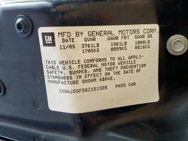 1G8AJ55F56Z151328 - 2006 SATURN ION LEVEL RED photo 10