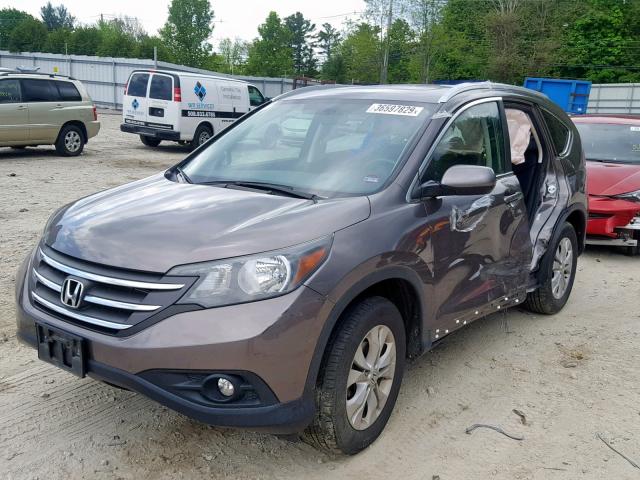 2HKRM4H72EH667327 - 2014 HONDA CR-V EXL BROWN photo 2