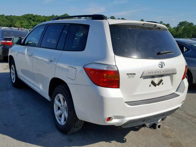 JTEDA41A892002119 - 2009 TOYOTA HIGHLANDER WHITE photo 3