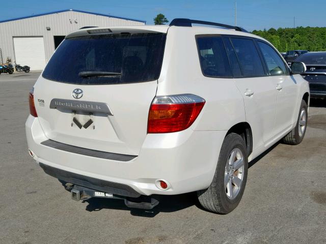 JTEDA41A892002119 - 2009 TOYOTA HIGHLANDER WHITE photo 4