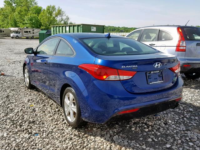 KMHDH6AEXDU014568 - 2013 HYUNDAI ELANTRA CO BLUE photo 3