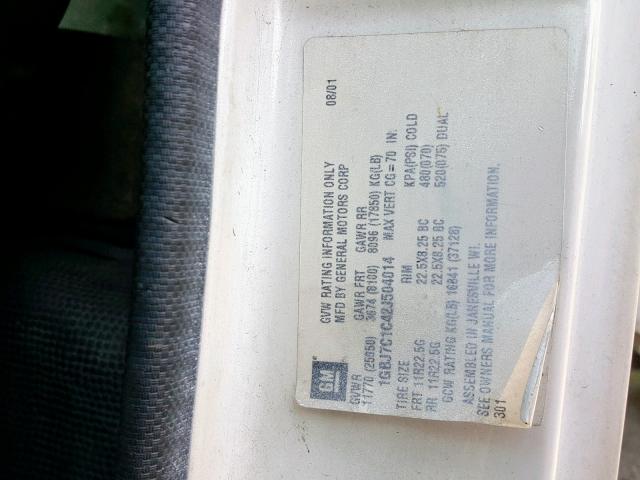 1GBJ7C1C42J504014 - 2002 CHEVROLET T-SERIES F WHITE photo 10