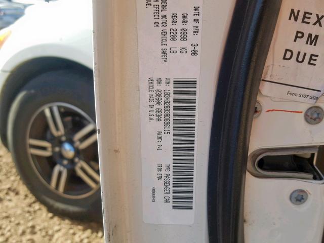 1B3HB28B38D696115 - 2008 DODGE CALIBER WHITE photo 10