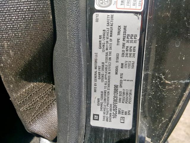 1GCJSDFE8C8139890 - 2012 CHEVROLET COLORADO L BLACK photo 10