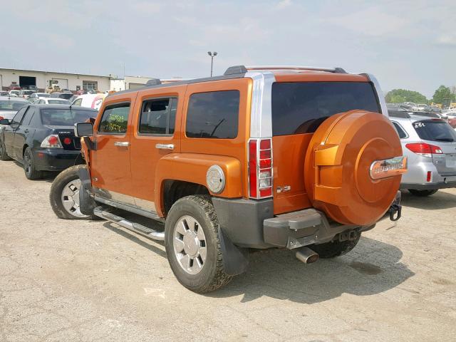 5GTDN13E178221997 - 2007 HUMMER H3 ORANGE photo 3