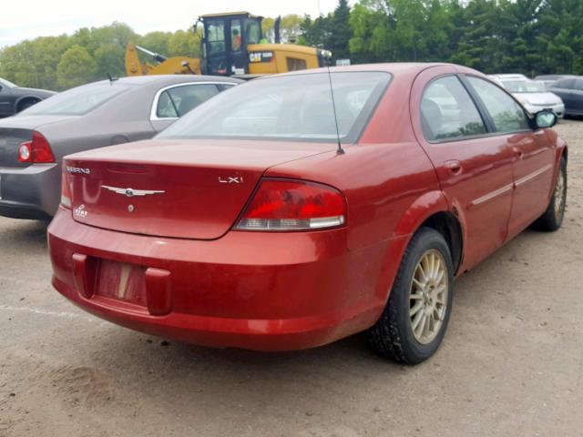 1C3EL56R34N186338 - 2004 CHRYSLER SEBRING LX RED photo 4