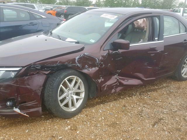 3FAHP0JG3CR198996 - 2012 FORD FUSION SEL BURGUNDY photo 9