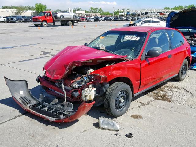 2HGEH2357SH514560 - 1995 HONDA CIVIC CX RED photo 2