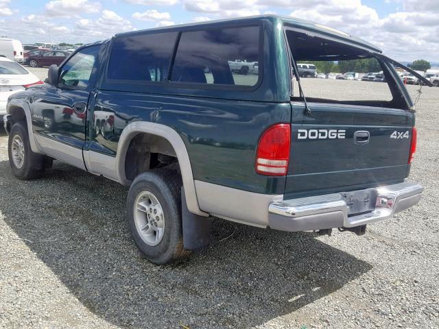 1B7GG26Y4XS216516 - 1999 DODGE DAKOTA GREEN photo 3