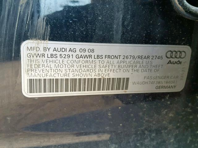 WAUDH74F38N184041 - 2008 AUDI A6 3.2 QUA BLUE photo 10