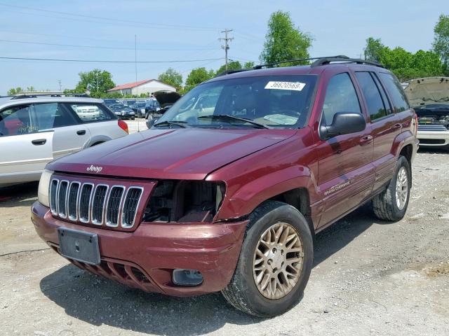 1J4GW58N32C120462 - 2002 JEEP GRAND CHER BURGUNDY photo 2