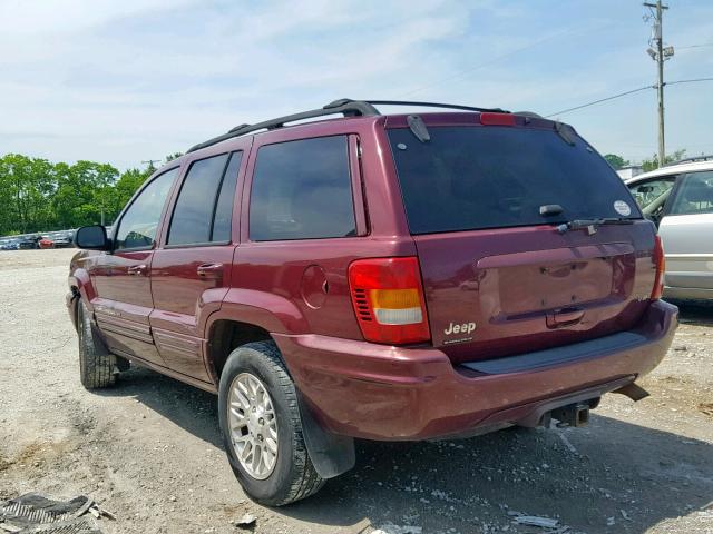 1J4GW58N32C120462 - 2002 JEEP GRAND CHER BURGUNDY photo 3