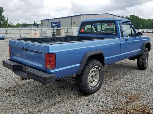 1J7FJ36L8LL137505 - 1990 JEEP COMANCHE P BLUE photo 4