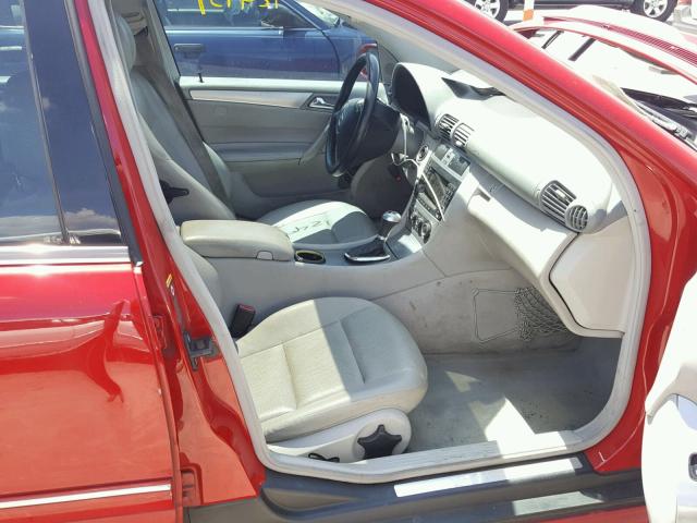 WDBRF40J35F679626 - 2005 MERCEDES-BENZ C 230K SPO RED photo 5