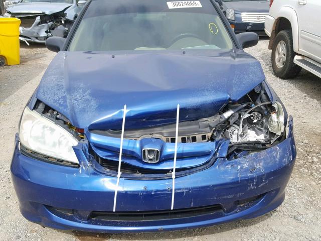 2HGES163X5H558529 - 2005 HONDA CIVIC DX V BLUE photo 9