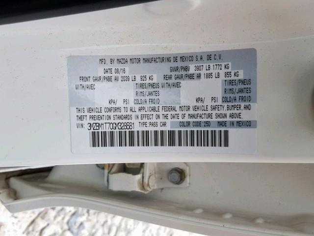 3MZBM1T70GM328681 - 2016 MAZDA 3 SPORT WHITE photo 10