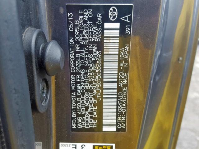 JTKJF5C70E3068693 - 2014 TOYOTA SCION TC CHARCOAL photo 10