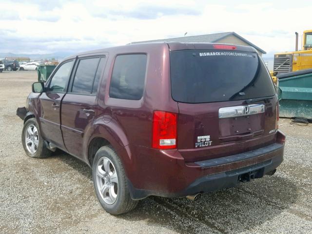 5FNYF4H73CB015446 - 2012 HONDA PILOT EXLN MAROON photo 3