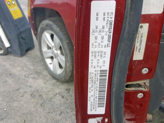 1C4NJDBB4ED776642 - 2014 JEEP COMPASS SP 红色 照片 10