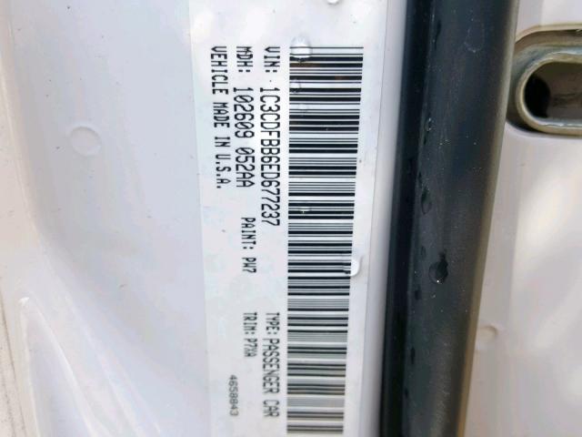 1C3CDFBB6ED677237 - 2014 DODGE DART SXT WHITE photo 10