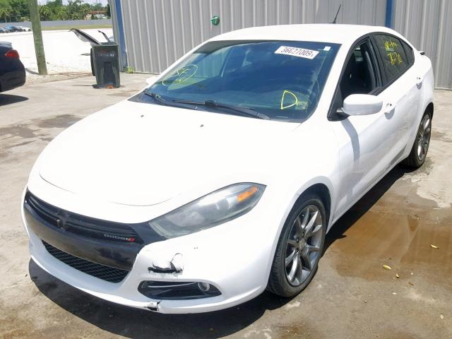 1C3CDFBB6ED677237 - 2014 DODGE DART SXT WHITE photo 2