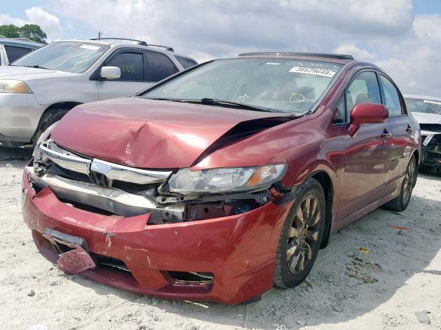 2HGFA1F90AH533130 - 2010 HONDA CIVIC EXL RED photo 2