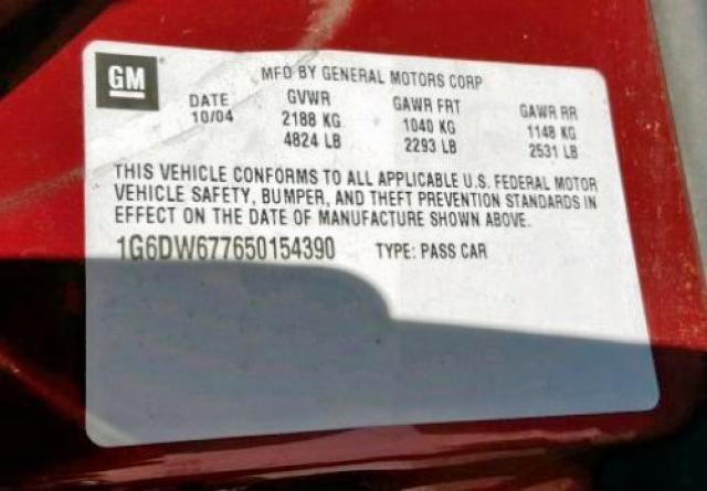 1G6DW677650154390 - 2005 CADILLAC STS RED photo 10