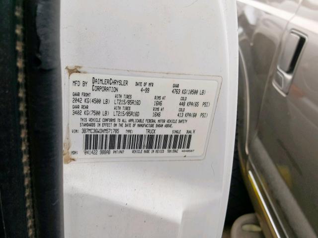 3B7MC36W3XM571785 - 1999 DODGE RAM 3500 WHITE photo 10