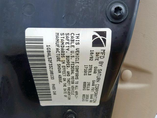 1G8AL52F33Z108133 - 2003 SATURN ION LEVEL GRAY photo 10