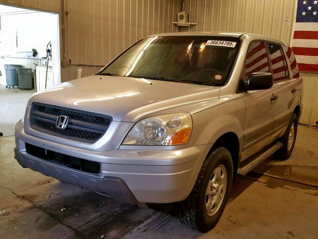 2HKYF18144H598610 - 2004 HONDA PILOT LX SILVER photo 2