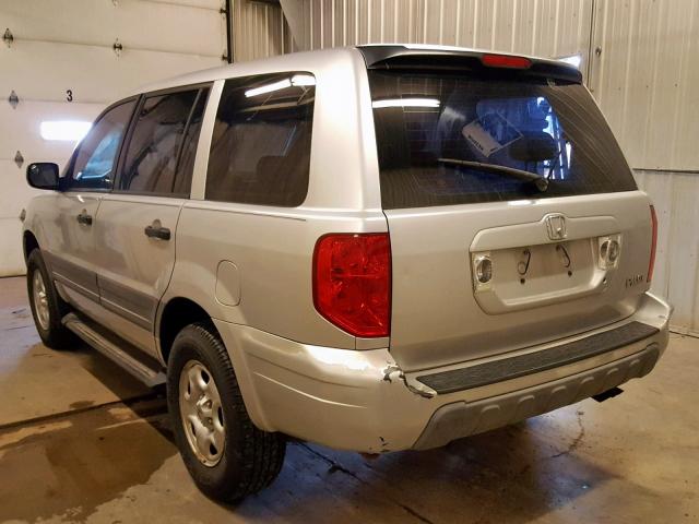 2HKYF18144H598610 - 2004 HONDA PILOT LX SILVER photo 3