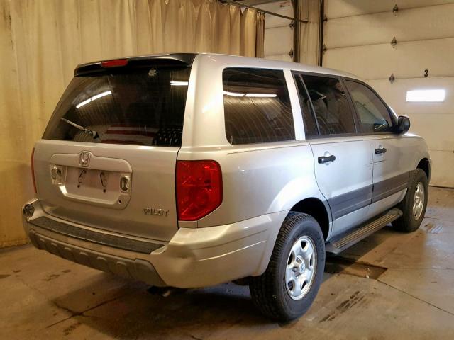 2HKYF18144H598610 - 2004 HONDA PILOT LX SILVER photo 4